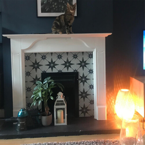 Ancoree Astra Black Pattern Tile Stickers for Fireplace Kitchen Backsplash 2