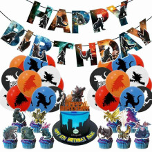 27PCS/Set Godzilla Balloons Decor For Birthday Theme Party Banner Toppers Gift