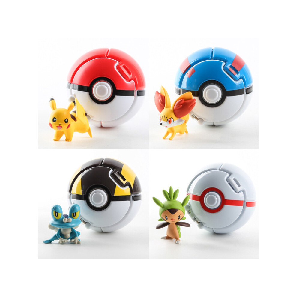 Pokemon 4 pieces set bouncing poke ball touch pop-up fighting kids toy