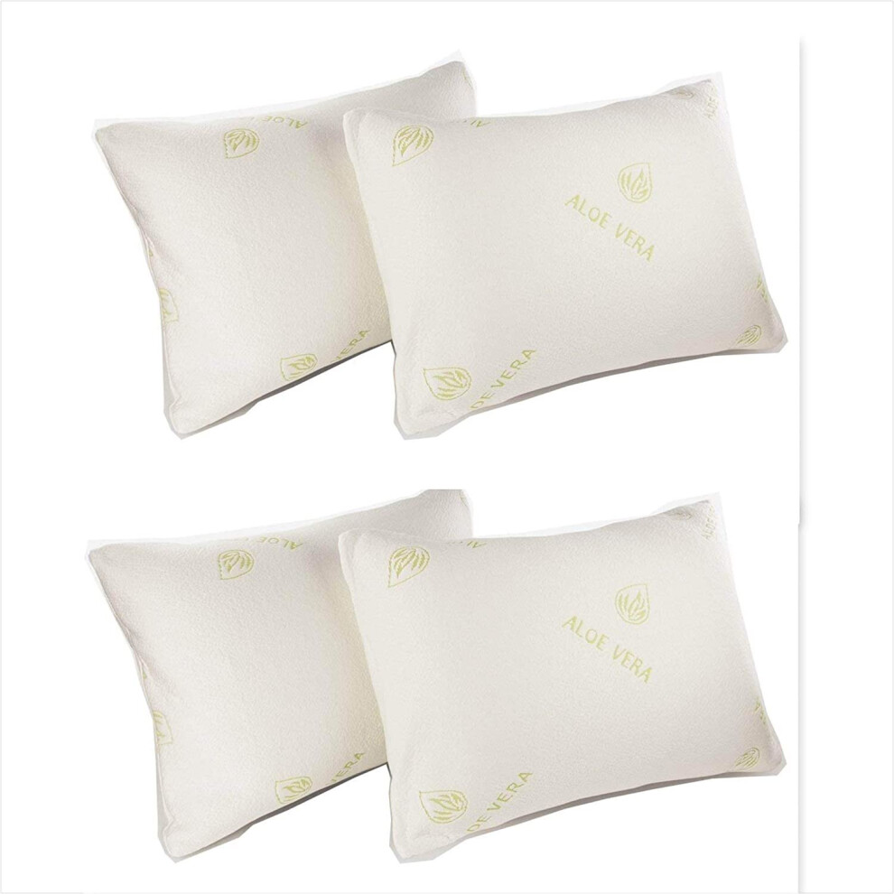 Arlinens (Pack Of 4) Natural Aloe Vera Memory Foam Pillows, Orthopedic Anti Mite Pillows, Extra Fill Memory Foam Pillows For Neck & Body Support,Anti Snoring,