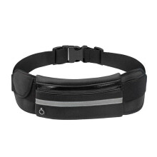 (Black) Waterproof Running Belt Bum Waist Pouch Fanny Pack Camping Sport Hiking Zip Bags
