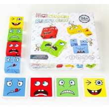 Cube géométrique à faces changeantes avec émojis - puzzle, cubes de construction, jouets interactifs, en bois