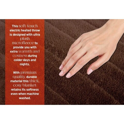 Homefront Extra Large Electric Heated Throw Over Blanket - Chocolate & Cream 1