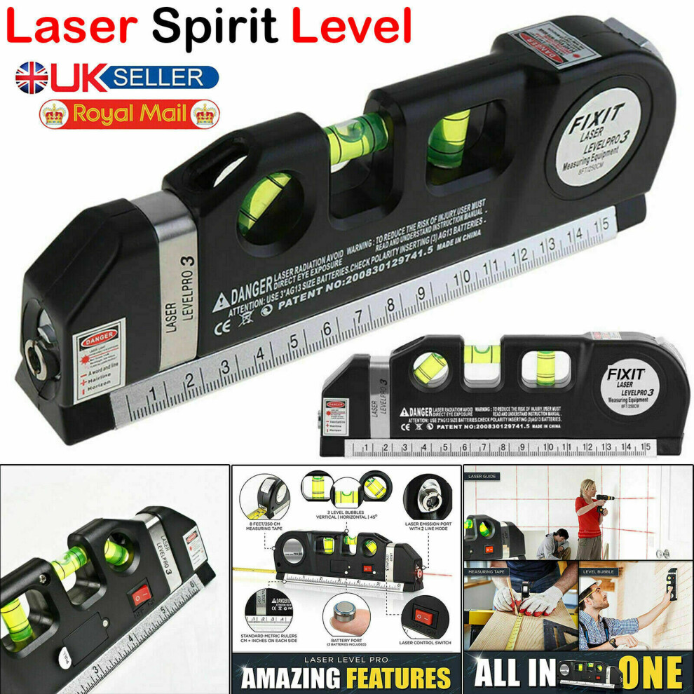 Multipurpose Tape Measure Diy Spirit Level With Laser Horizontal Cross 7427263185481