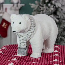 (Polar Bear) The Christmas Workshop Faux Fur Christmas Animal Decorations