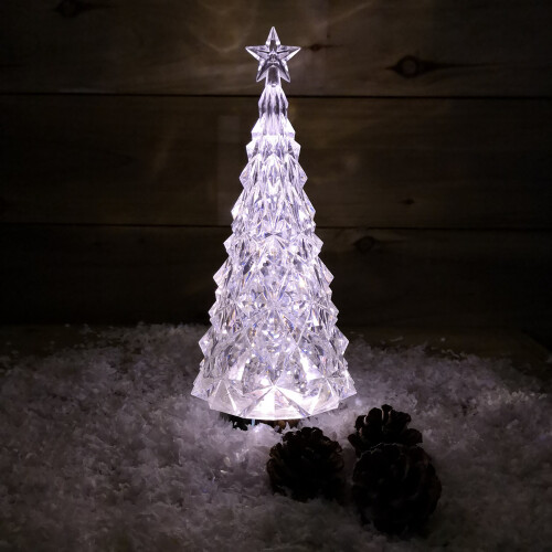 Snow Time 28cm RGB LED Christmas Tree Water Lantern Snow Globe Battery Operated