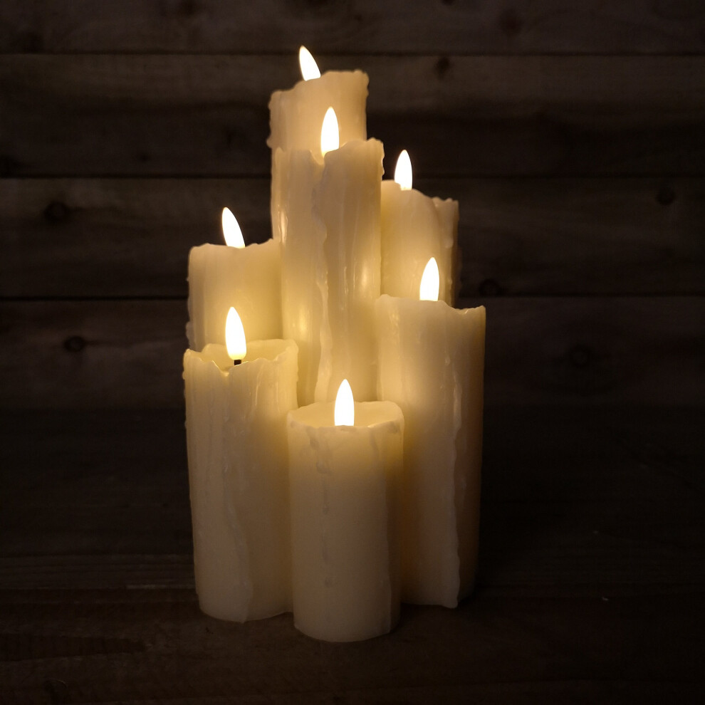 7 Flame Battery Operated Melted Edge Christmas Wax Candle with Timer-image-OPC-P8NFYFS-NEW