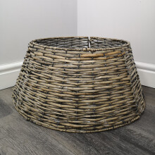 Samuel Alexander KD Willow Christmas Tree Skirt - Large Natural Rattan-Wicker, 48/70 cm, 3-Piece Clip-On Design