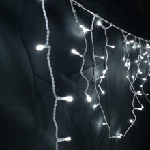 460 LED 11.5m Premier Frosted Icicle Lights - Outdoor Cool White, 8 Functions, Energy-Saving, White Cable