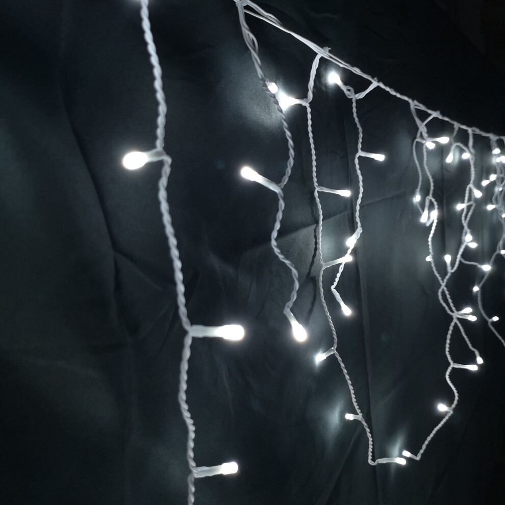 Premier 460 Led 11.5M Frosted Icicle Lights - Outdoor Cool 8 Functions, Energy-Saving, Cable White