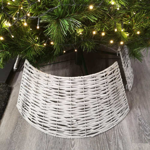 Samuel Alexander Large Samuel Alexander Christmas Tree Skirt - Light Grey | Wicker Effect Tree Skirt 2