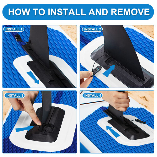Universal SUP Board Fin Quick Release Detachable Longboard Center Fin Surfing Replacement(Black) 1