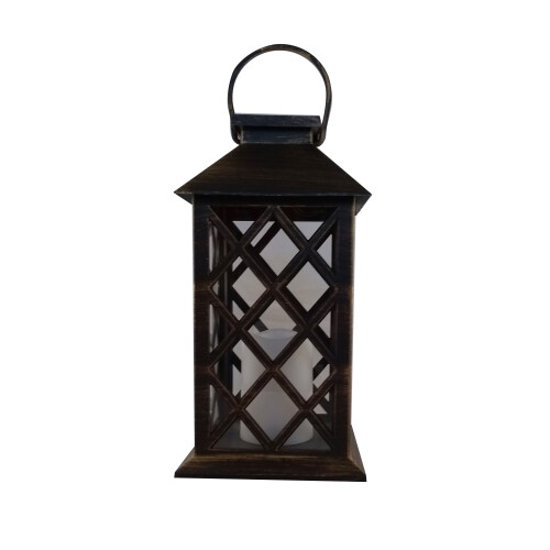 (Black) Solar Candle Lantern Large Flickering LED Flame