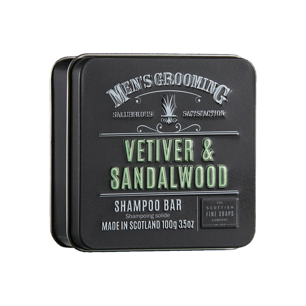 Scottish Fine Soap Company Vetiver & Sandalwood Men's Shampoo Bar Tin Gift
