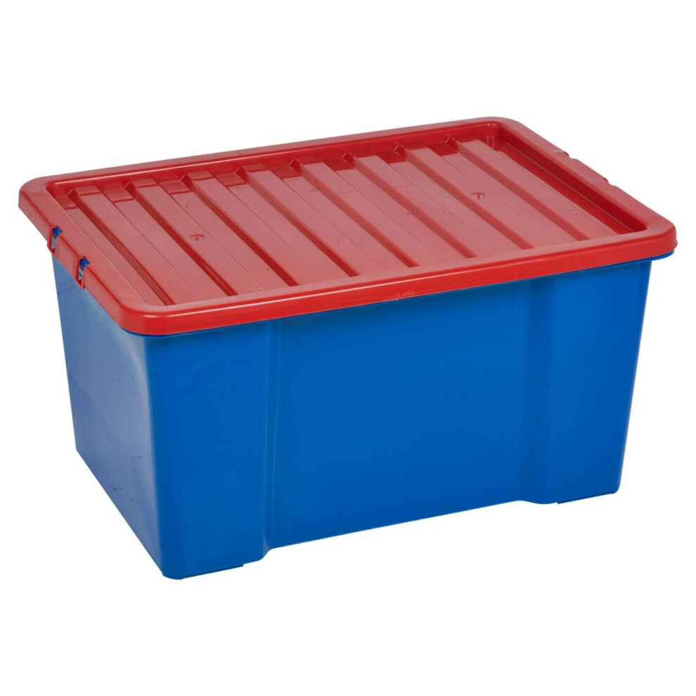 (Dark Blue Box, 1) 50 Litre Coloured Plastic Storage Boxes Container