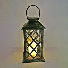 (Antique Bronze) Solar Candle Lantern Large Flickering LED Flame