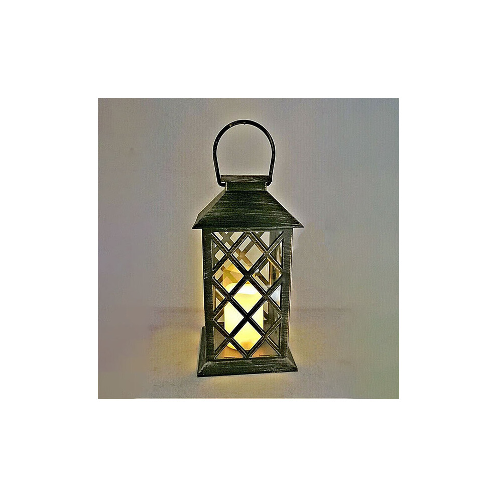 (Antique Bronze) Solar Candle Lantern Large Flickering LED Flame