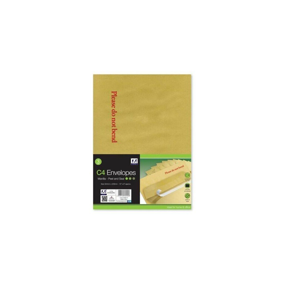 C4 Envelopes Manila Peel & Seal Envelopes Suitable For A4 Size Paper For Office