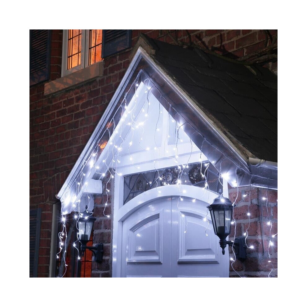 200 4.6m Christmas LED Icicle Chasing Lights White Xmas Indoor Outdoor