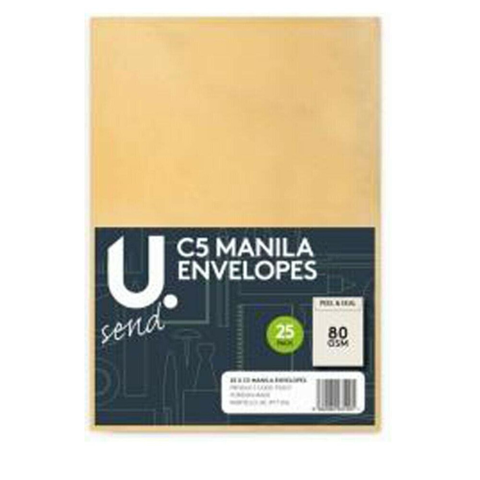 25 X C5 Manila Envelopes Ideal For School, Home And Office