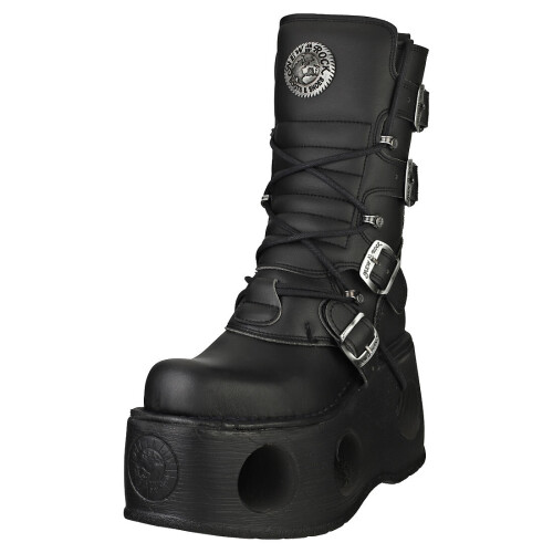 New Rock (38) New Rock Metallic Plattform Stiefel - Schwarz unisex