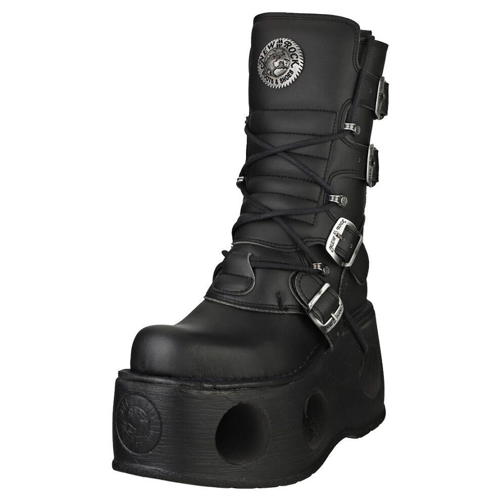 (6) New Rock Boot Metallic M-373-vc2 Unisex Platform Boots in Black