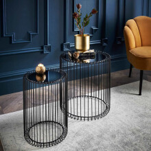 Set of 2 Cage Side End Coffee Tables Wire Table Living Room Furniture