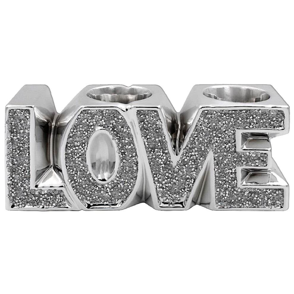 Silver Sparkle Love Sign Tea light Holder