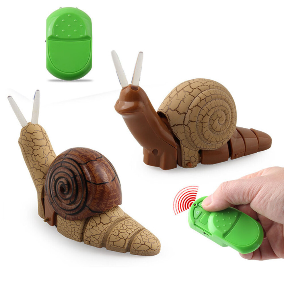 (Brown) Funny Infrared Remote Control Realistic Snail Animal Model Kids Toy Prank Prop