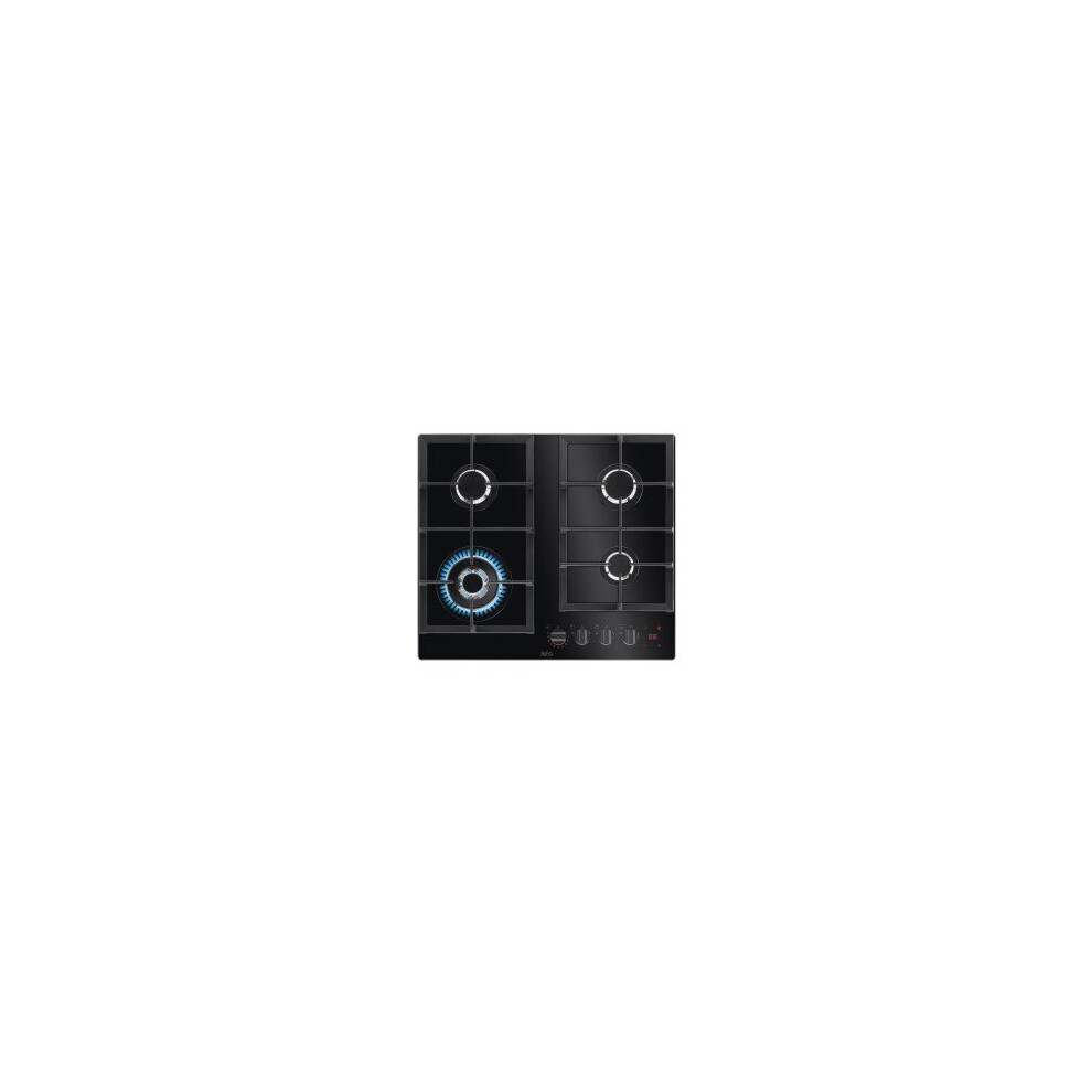 Aeg 59Cm Four Burner Gas:on:glass Hob With Hob2hood : Black - Image 8