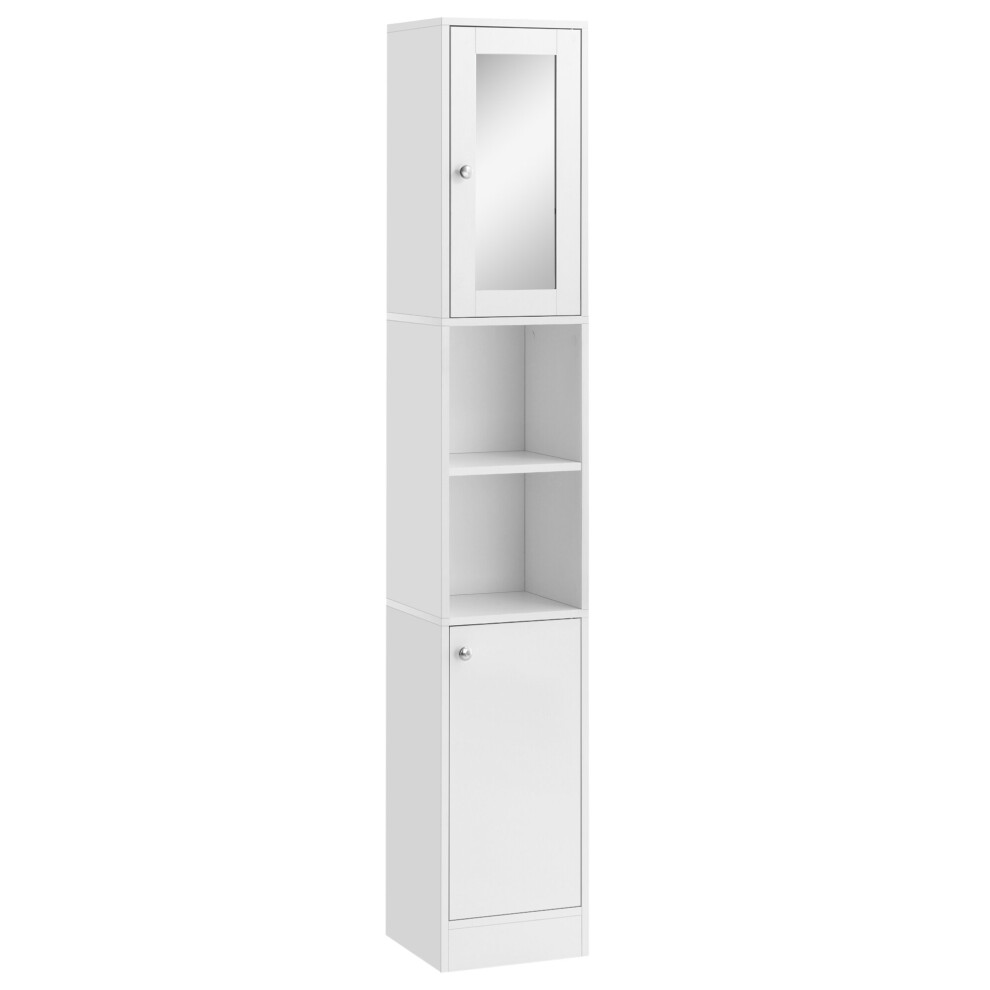 kleankin Bathroom Floor Storage Cabinet with Mirror and Shelves