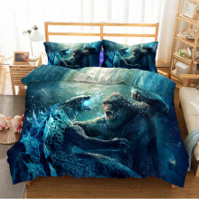 (Style 12, Single) Godzilla vs King Kong Bedding Single Double Duvet Cover