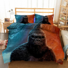 (Style 01, Single) Godzilla vs King Kong Bedding Single Double Duvet Cover
