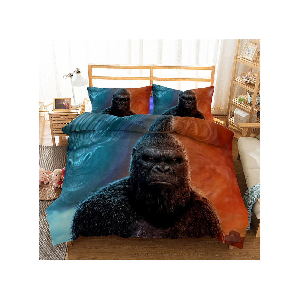 (Style 01, Single) Godzilla vs King Kong Bedding Single Double Duvet Cover