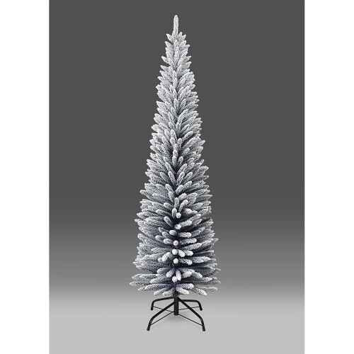 (4ft) Snow Flocked Slim Christmas Pencil Tree 4ft-8ft