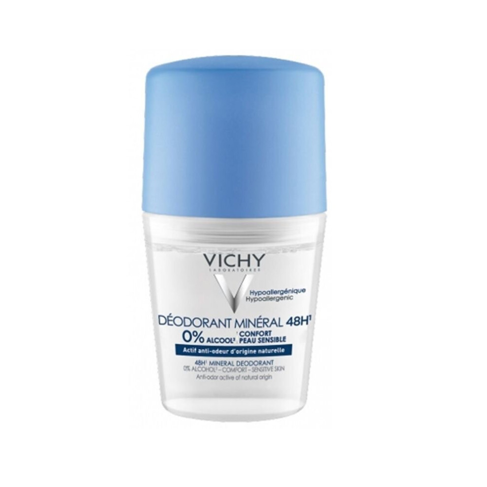 Vichy 48Hr Mineral Deodorant Roll-On Odor Control Sensitive Skin 50mL