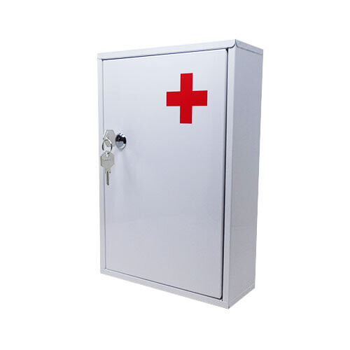 Medicine Cabinet First Aid Metal Wall Mounted Lockable