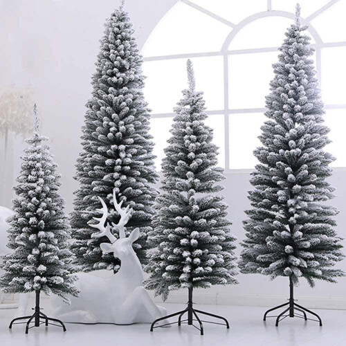 (4ft) Snow Flocked Slim Christmas Pencil Tree 4ft-8ft 2