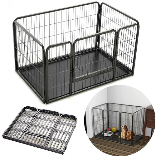 Puppy Dog Play Pen Whelping Dog Crate Cage Fence With Tray