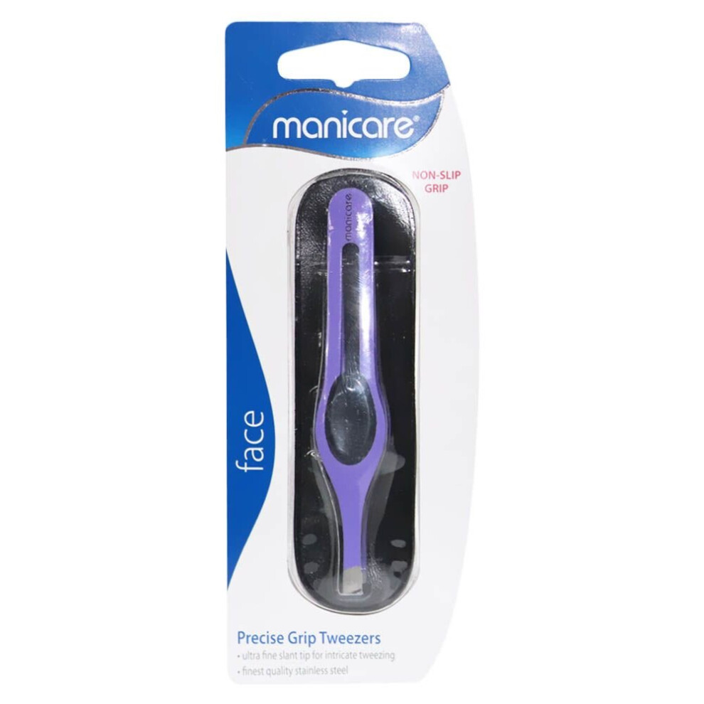 Manicare Precise Grip Tweezers, Intricate Tweezing Ultra Fine Slant Tip Non-Slip Grip