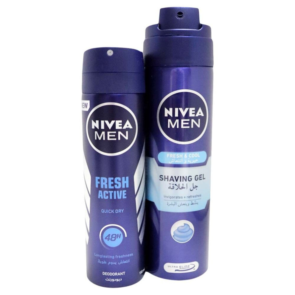 Nivea Men Fresh Active Deodorant 150 mL + Shaving Gel 200 mL Promo Kit