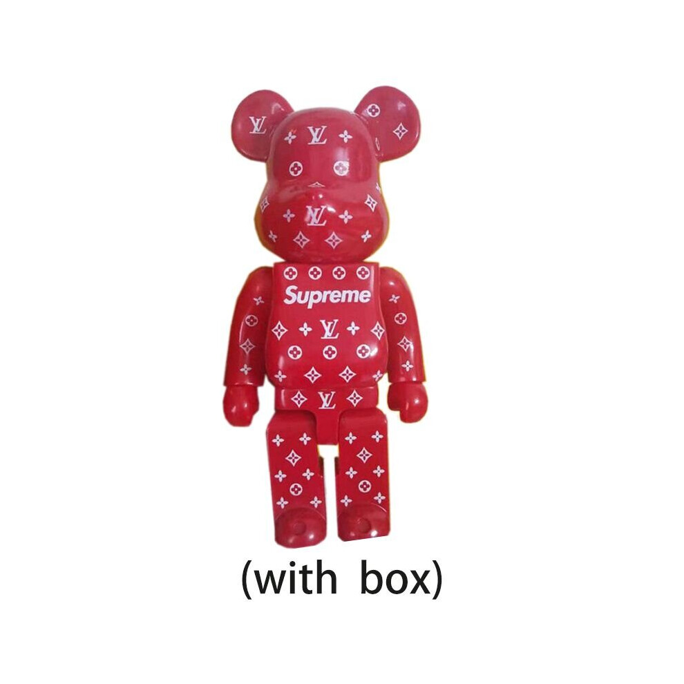 Red LV Bearbrick 400 Action Figure Peko Iron Man Violent Bear Building Block Trendy