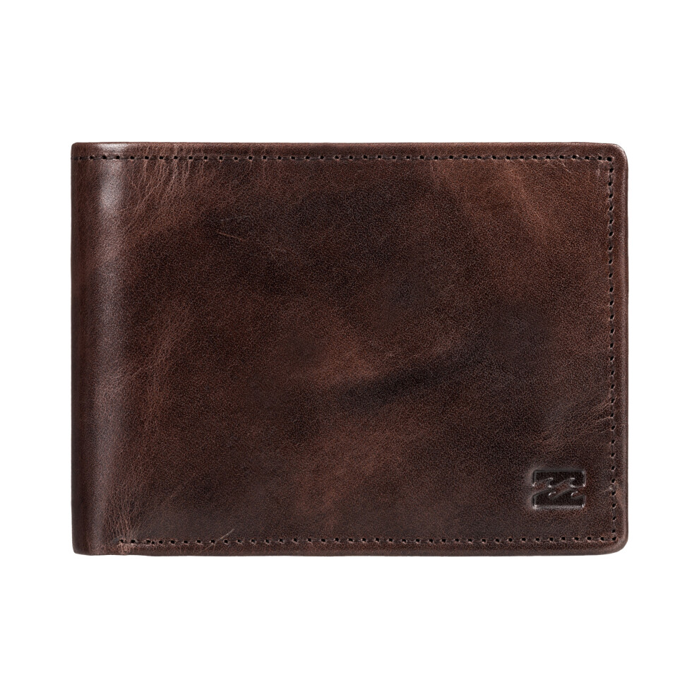 Billabong Bifold Leather Wallet with CC, Note, Coin Pockets ~ Vacant choc