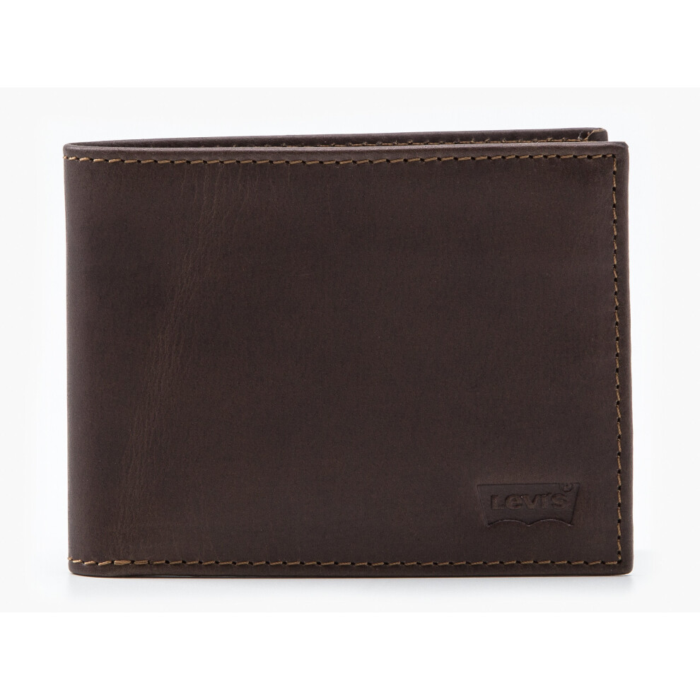 Levi's Men's Bovine Leather Wallet ~ Full Grain dark brown