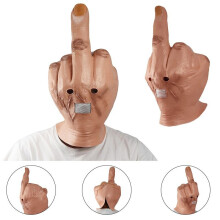Skræmmende mellemfinger Halloweenmaske, latex, helansigtsmaske til kostume, fest og cosplay rekvisit
