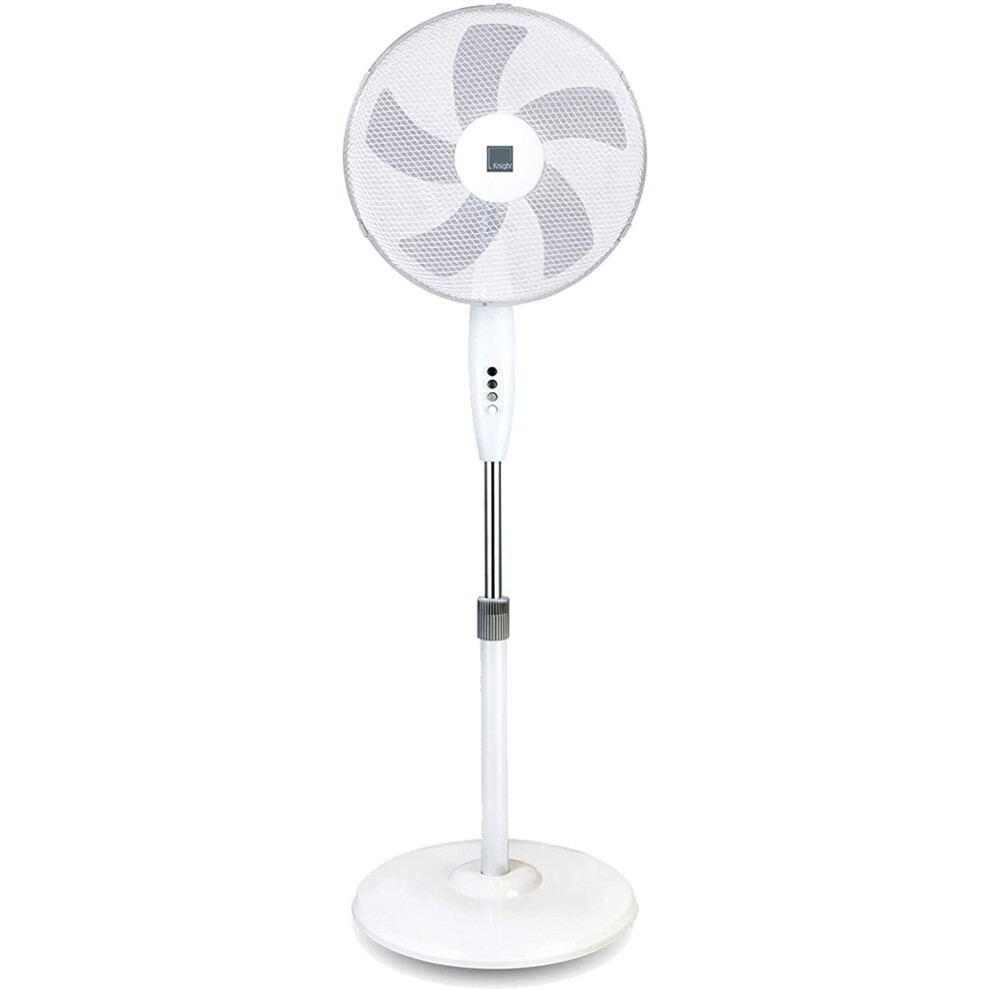 Knight 16" Heavy Duty 5 Blade Pedestal Stand Fan, 140cm Adjustable Height( White)