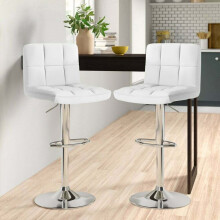 White Comfortable Bar Stools UK Kitchen Home Chairs Furniture Set of 2