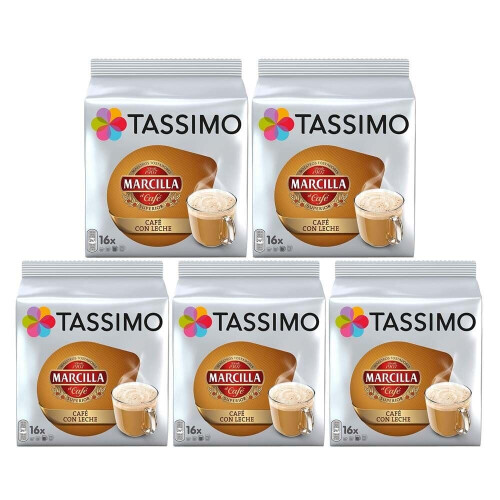 Tassimo Tassimo Marcilla Café Con Leche Capsules | 80 Capsules Compatible with Tassimo Coffee Maker - 5PACK