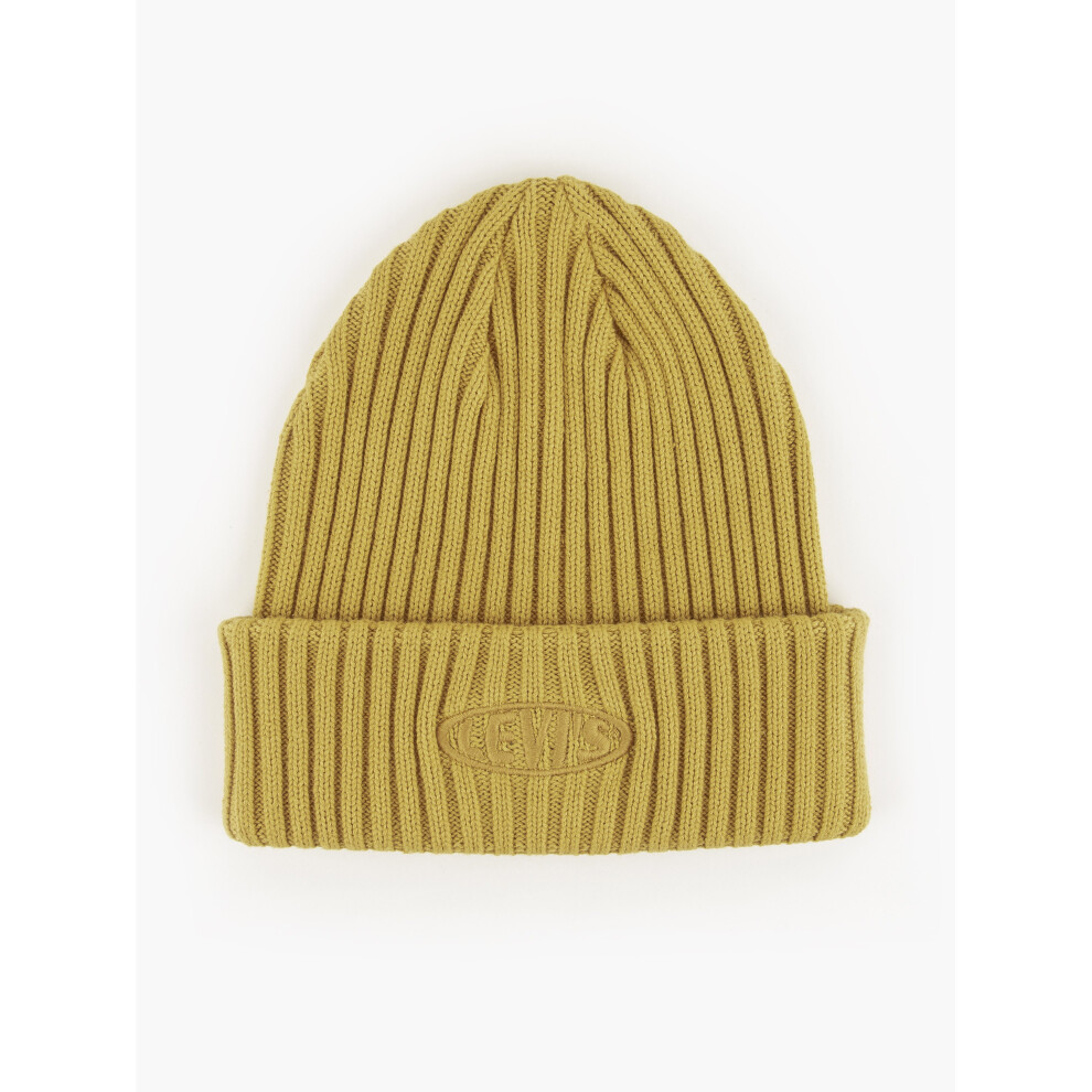 Levi's Men's Knitted Cuff Beanie ~ Garment Dye Yellow