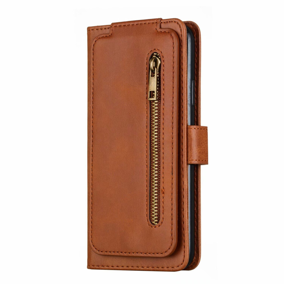 Photos - Case Compatible With iPhone 13 Pro Brown Flip  Wallet with Zip and Card Holder